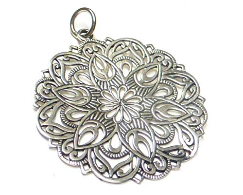 Preisvergleich Produktbild Kettenanhänger, Anhänger Silber Motiv Mandala, aus 925% Sterling Silber filigran gearbeitet, Geschenk Schmuck