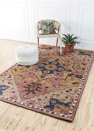 Image of Carpet Mahal Handmade Handwoven Tufted Made of 100% Soft Blended Wool Export Quality Carpets with 1 Inch Thickness (4x6 Feet) Color Multi