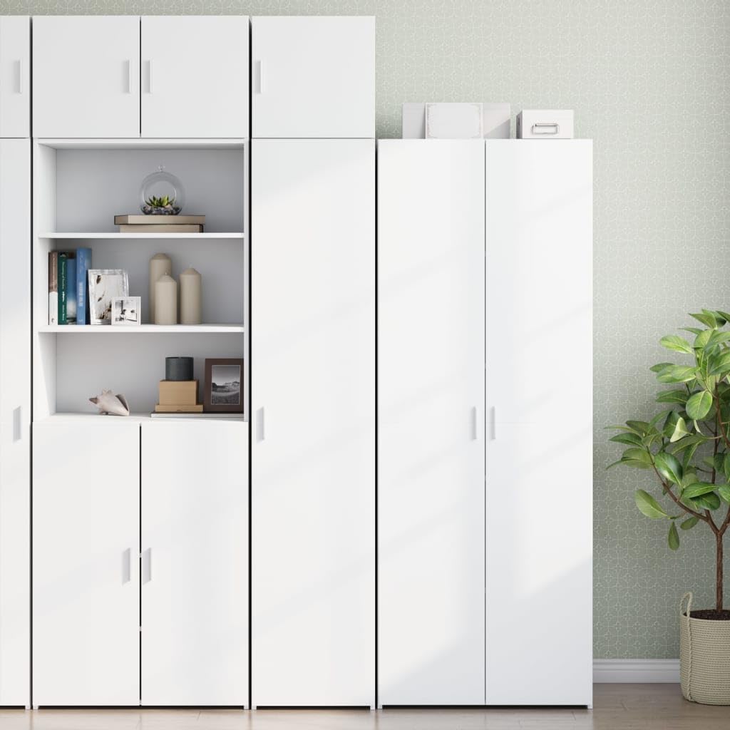 Armario alto estrecho blanco armario de jardín para oficina dormitorio 40 x 42,5 x 225 cm madera