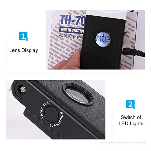 Lupa portátil Lupa multifuncional de 90 mm 5X / 25X Ampliação ajustável Espelho Redondo Dobrável com