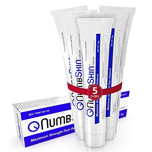 Numbing Cream 5% Lidocaine Topical Anestheticâ€“ Fast Acting Tattoo Numbing Cream for Deep Pain Relief & Numbing Cream for Microneedling/Piercing/Microblading/Laser Hair Removal/Electrolysis (5 Tubes)