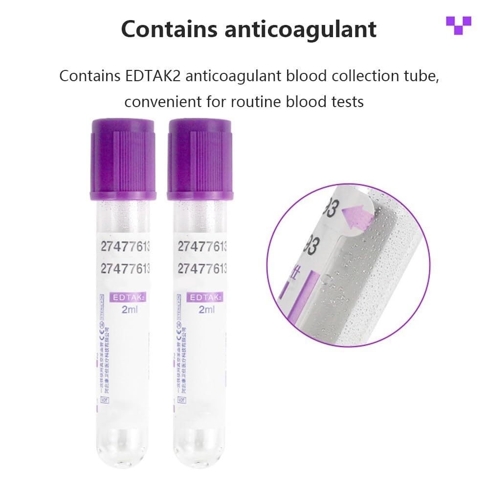 Provetta sottovuoto per prelievo di sangue, confezione da 100, in plastica monouso, anticoagulante, per laboratorio e ricerca