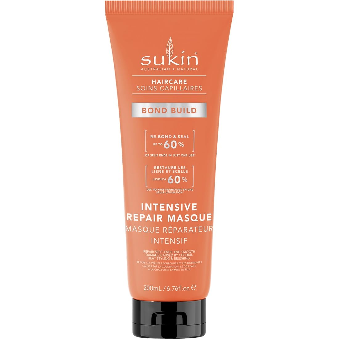 Sukin - Bond Build Intense Repair Hair Masque - Paraben Free, Natural Hair Care - Repair Split Ends and Smooth Damage Caused by Colour, Heat and More - 200 ml