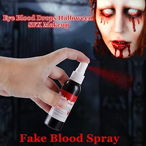 Mysense Fake Blood Makeup Spray 2.1Oz(60ml),Halloween Realistic Fake Blood for Clothes,Blood Splatter for Zombie Monster Vampire Clown Costume Cosplay Makeup,1PC