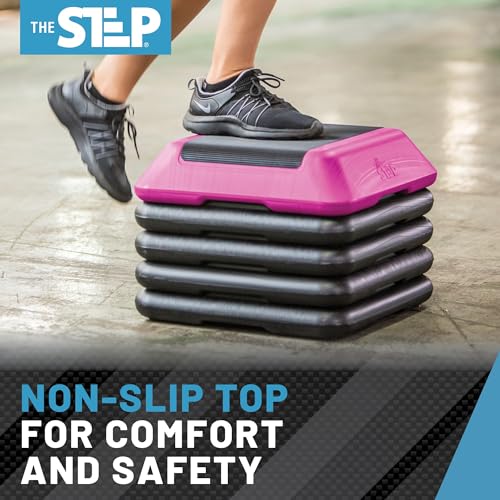 Image of The Step Adjustable High Step Aerobic Platform with 4 Risers, Home Gym Workout Equipment, Fitness Exercise Equipment Made in the USA