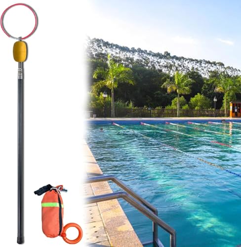 Gancho de seguridad portátil para piscina con aro de rescate retráctil y bola de levitación para rescate acuático de emergencia en clubes de natación y barcos