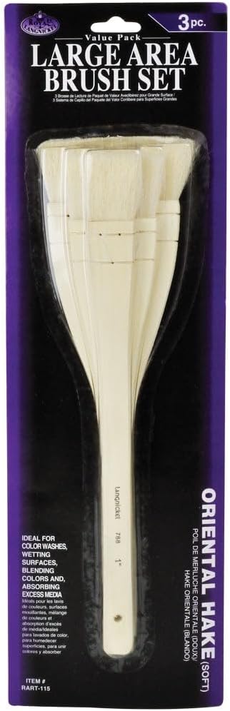 Royal & Langnickel Brush Large Area Brush Set, Oriental Hake, 3-Piece