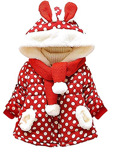 Tkiames Bebé Niñas Chaqueta Sudadera con Capucha Manga Larga Polca Punto Abrigo Hoodies (36-48 Meses, Rojo2)