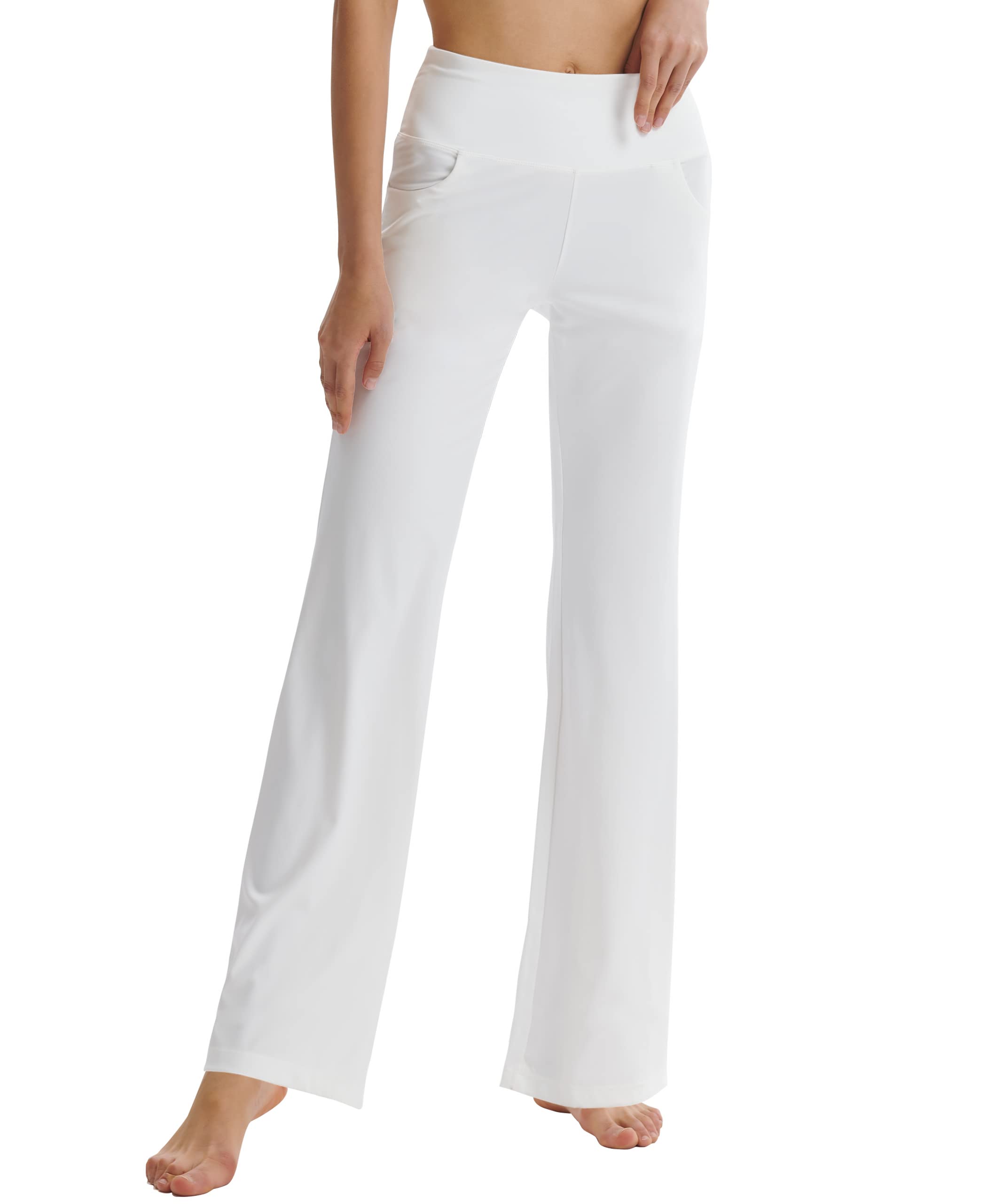 LaiEr Pantaloni da Yoga da Donna con Tasche a Vita Alta Svasata Bootleg Yoga Pantaloni da Allenamento con Tasche Laterali