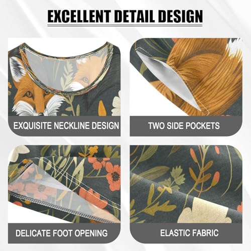 senya Short Sleeve Pajamas Sets Summer Cotton Sleepwear Fox Sit in Flowers4