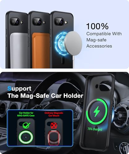 Image of FNDMIL[NO.1 Magnetic for Google Pixel 9a Case with MagSafe[Military Grade Drop Tested][Translucent Matte][Anti-Fingerprint] Soft Silicone Bumper for Google Pixel 9a Phone Case, Black