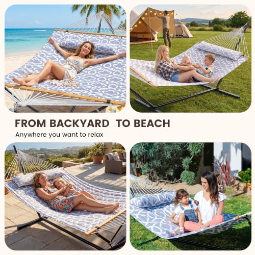 Image of ANAGOO Double Hammock with Stand 500lbs Heavy Duty Outdoor Two Person White
