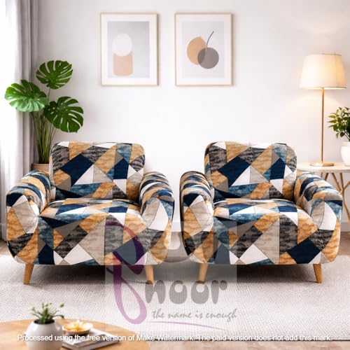 Image of Gurnoor Sofa Cover One 3 Seater and Two 1 Seater Fully Covered Universal 5 Seater for Living Room Non-Slip Sticky Elastic Stretchable Couch Sofa Set Slipcover Protector(Orange-Prism)