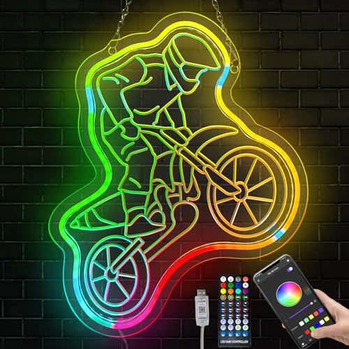 Dirt Bike Neon Sign with Remote & App Control, 12.7×16.7 in