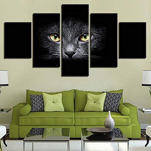 Tableau mural chat noir impression haute définition toile moderne - 3