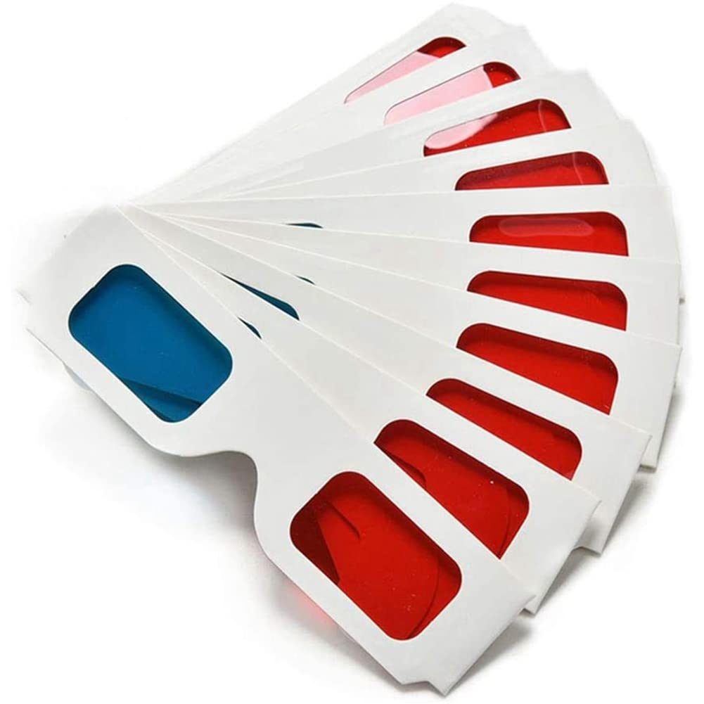 Gafas 3D,100 Pares Lentes Estéreo Papel Rojo Y Azul para Películas Set Anaglifo de Papel Gafas 3D