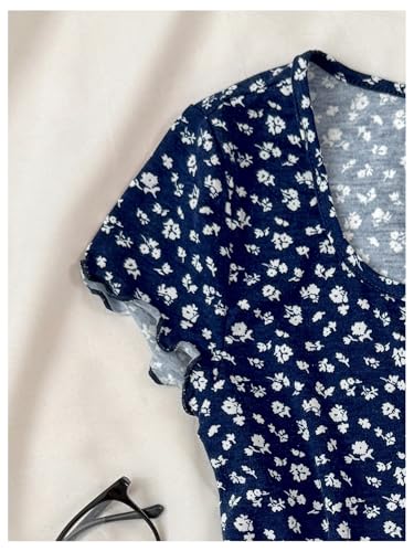 Girl's Button Down Floral Shirts Short Sleeve Scoop Neck Crop Tops Cute Summer T Shirt3