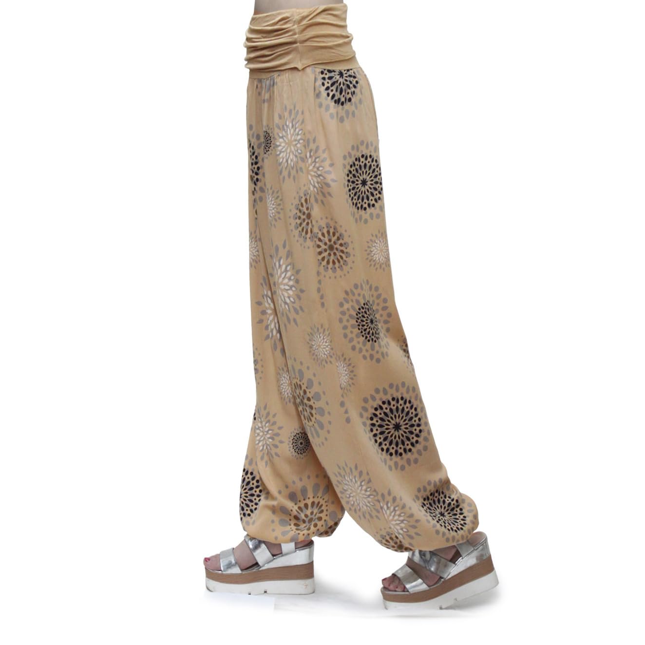 Glamexx24 Pantalones Yoga Mujer Pantalones Bombachos Casuales de Cintura Alta Pantalones Harem Playa Baggy Pants Danza Pilates, Estilos Sólidos y Estampados