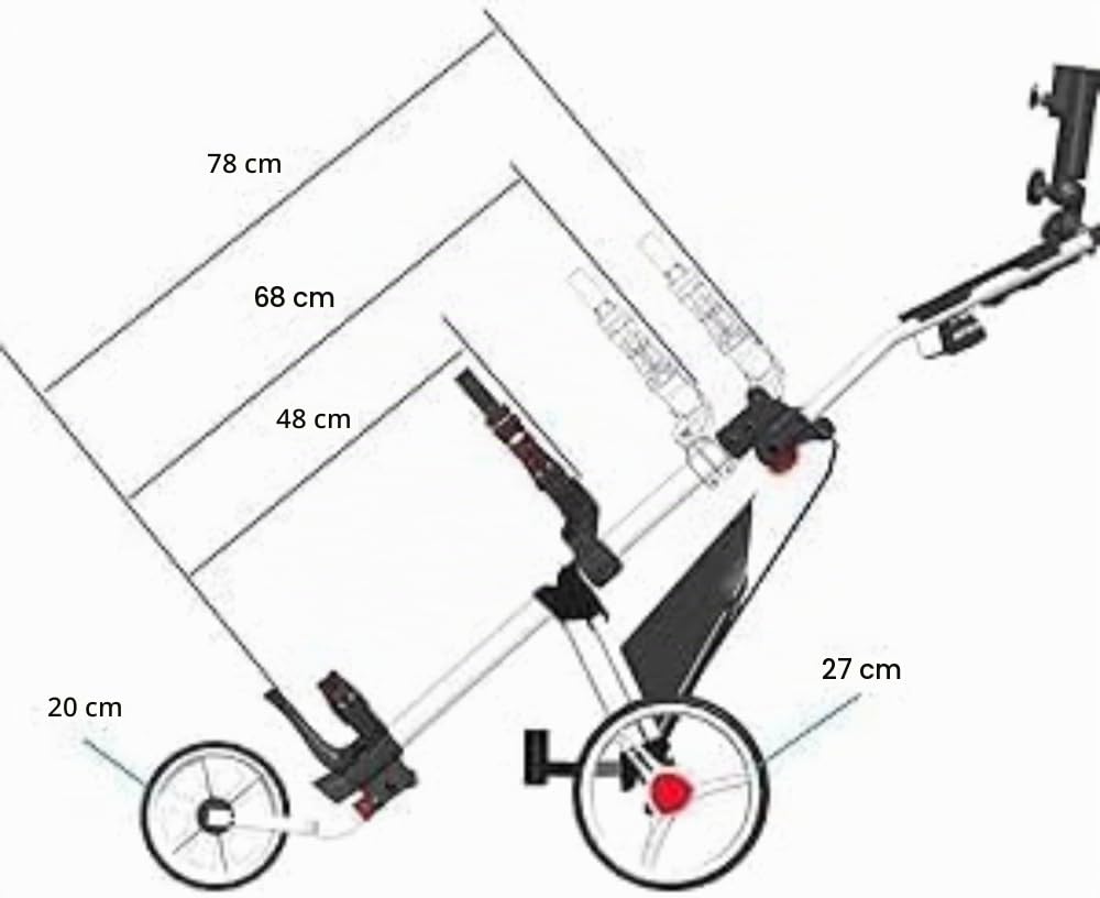 Newfly Golftrolley mit 3 Rädern, Ultraleicht, zusammenklappbar, mit Fußbremse, einfach zu öffnen und zu schließen, Golfwagen, mit Schirmhalter und Aufbewahrungstasche, Rot