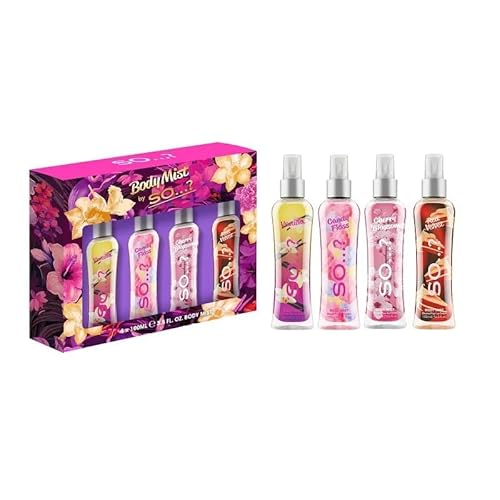 Body Mist By So Luscious Four Mini Mist Fragrance Mist Gift Set for Women, 4 x 100ml with Vanilla, Candy Floss, Cherry Blossom and Red Velvet - Travel Size Perfume Body Spray Collection