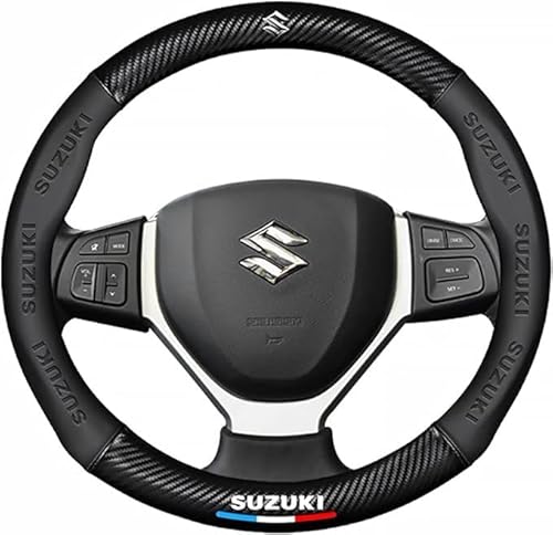 QiuFu スズキ ハンドルカバー 本革 38cm ブラック