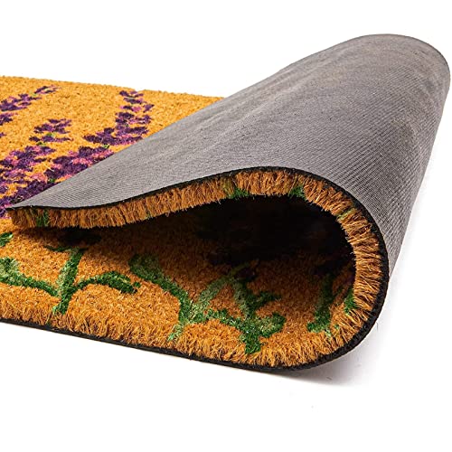 Juvale Floral Spring Coir Door Mat For Front Porch, Lavender Flower Welcome Mat (17 X 30 Inches) #TOP3