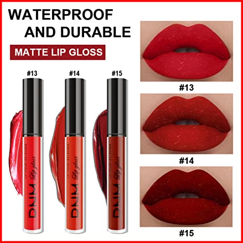3 Pack Matte Liquid Lipstick Sets, Waterproof Long Lasting Velvet Lip Gloss Set Lazy Lipstick Lip Stain Non-Stick Cup Matt Lipsticks Lip Makeup For Women (C) #TOP1