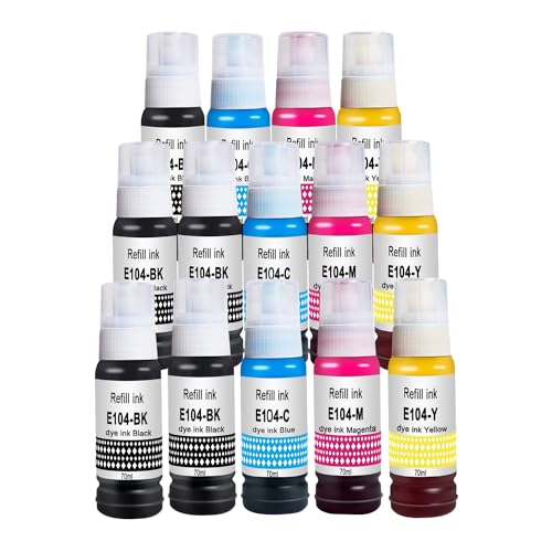 Kit encre compatible E-pson 104 pour remplacer les réservoirs vides sur EcoTank ET-1810