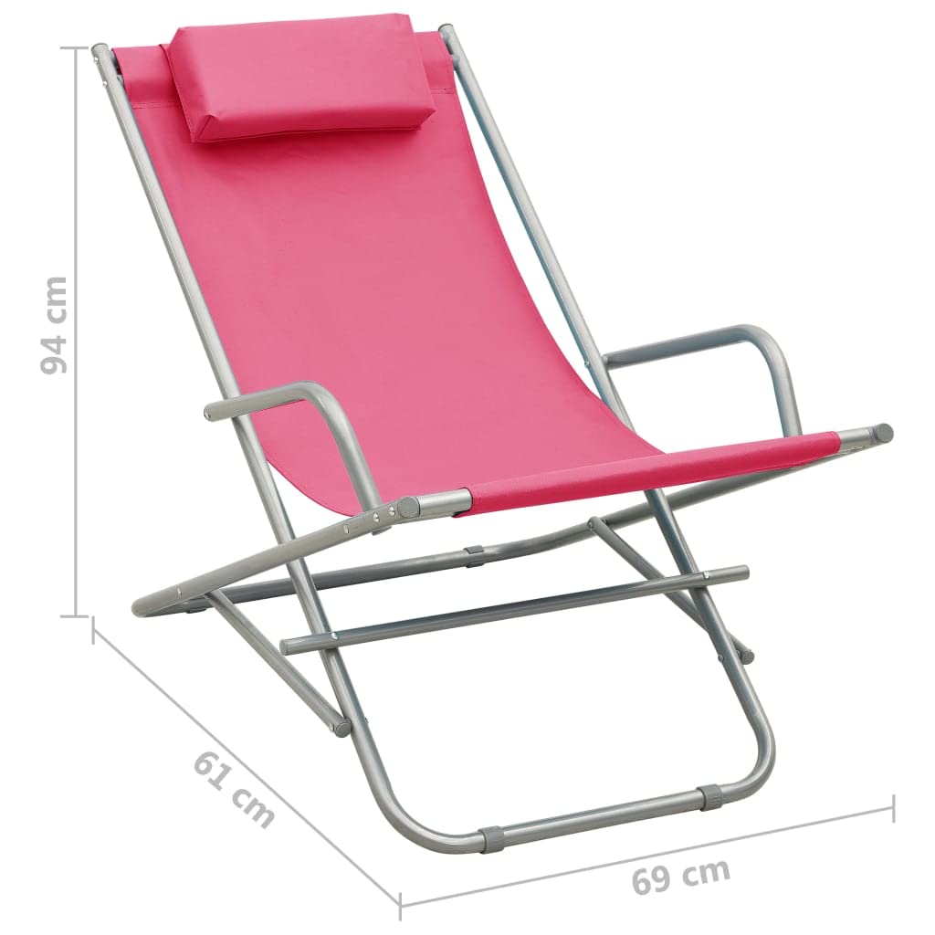 Strandliege Terassenmöbel Stuhl Outdoor Campingliege Schaukelstühle 2 STK. Stahl Rosa für Patio Strand Terrasse Pool