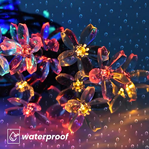 Solar Flower String Lights, 2 Pack Fairy Lights 26Ft 50Led Solar Powered Cherry Blossoms String Lights Outdoor Waterproof With 8 Modes For Patio Garden Tree Christmas Party Decoration Multicolor #TOP1