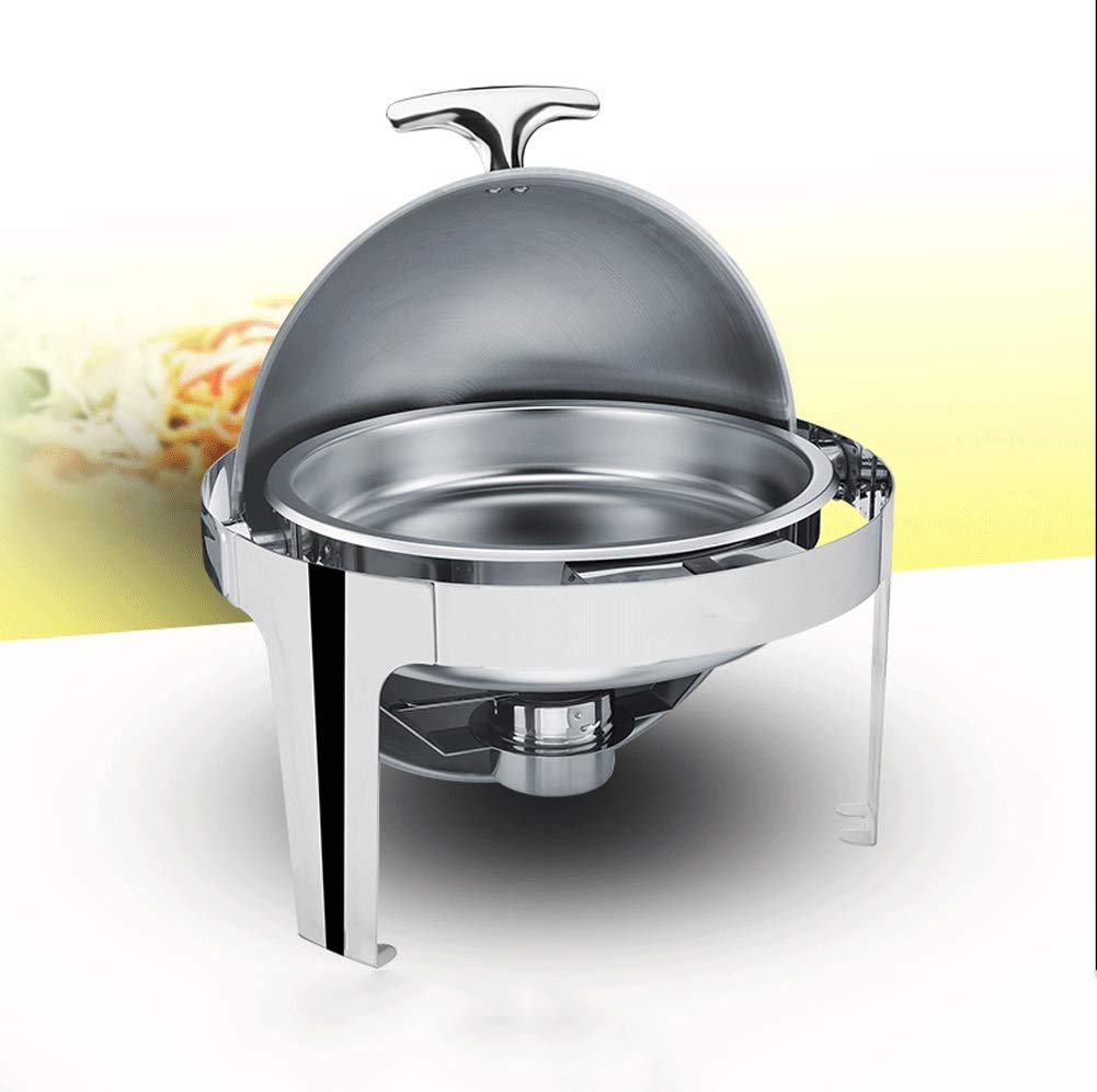 Chafers Redondos y Conjuntos de Calentadores de Buffet, Calentadores de Alimentos Bandejas de Calentamiento Acero Inoxidable, Mantiene la Comida Caliente en Eventos con Servicio