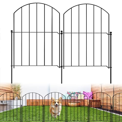 10 Pack Decorative Garden Fence, 17in(H) X 10ft(L) Arched Rustproof Metal No Dig Garden Fence Border, with 11 Metal Stake for Dog, Rabbit, Animal Barrier Fences for Outdoor Landscape Yard Patio -  GOTGELIF, GF-AGF-17x11.4