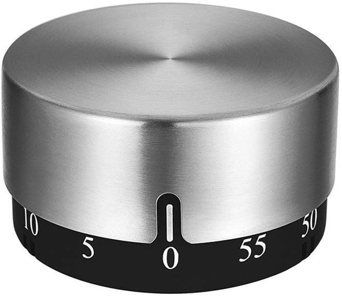 Kitchen Timer Countdown Counter with Alarm Sound Magnetic Counter Stainless Steel Mechanical Alarm Clock Home Office Classroom Games Baking Cooking Steaming Manual Timer (60 Min)