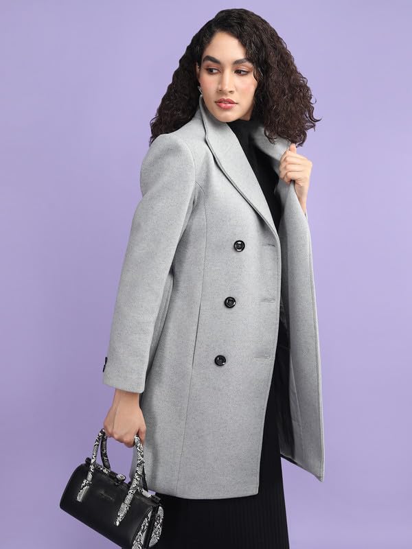 Image of PLAGG Women Winter Wear Long Length Overcoat with Wool blend and Comfort fit