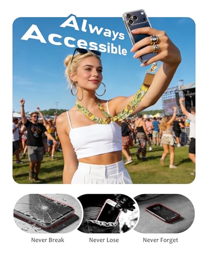 Image of Yonlevres Phone Lanyard Crossbody Strap Wrist Neck Adjustable Women Flower | Cell Phone Lanyard for Travel Cruise Daily, Hands-free, Fit Keys ID Badge, for Full-coverage Phone Case, Accessories, Gifts