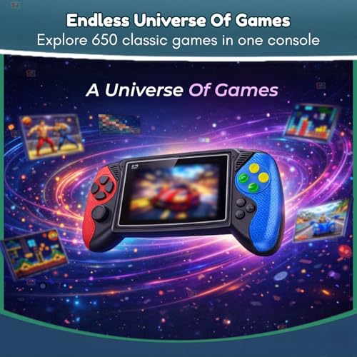 Image of Toy Imagine Portable Retro Handheld Game Console for Kids | 3.5 inch Color Screen Classic Gaming with Preloaded 620 Games | Built-in Power Cell, TV Output | Video Games Player 𝐋𝐢𝐦𝐢𝐭𝐞𝐝 𝐓𝐨𝐝𝐚𝐲