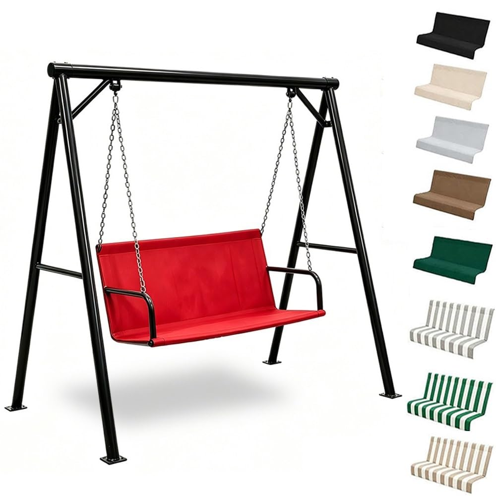 ZYXQQJ Swing Seat Cover Replacement Swing Chair Cushion Cover 600D Oxford Waterproof Seat Replacement Fabric For Detachable Swings 2/3 Seater(Red,148x50x50cm)