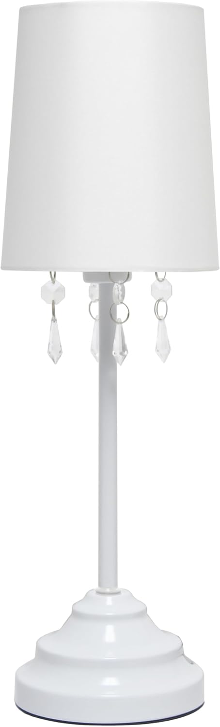Simple Designs 17.25" Chic and Stylish Crystal Adorned Table Lamp - White