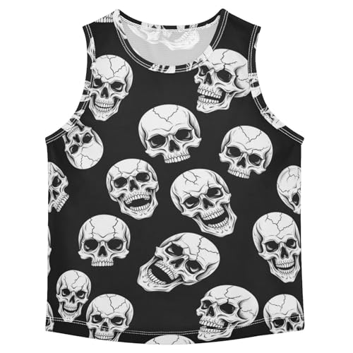 J JOYSAY Cartoon Skull Black Boys Tank Top Sleeveless Muscle Shirts Quick Dry Workout Active Sport Kids T-Shirts 3-15T