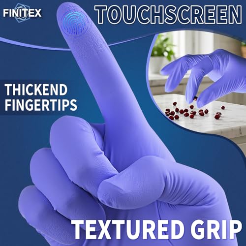 Image of FINITEX Ice Blue Nitrile Exam Gloves - Powder-free, 1000 PCS Medical & Home Cleaning Gloves