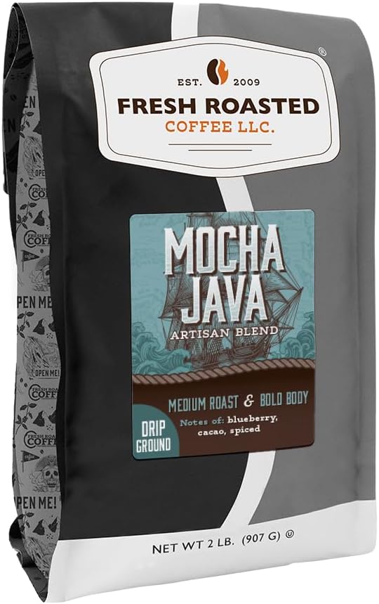Fresh Roasted Coffee, Mocha Java Drip Ground Coffee, Medium Roast, Kosher, 2 lb (32 oz)