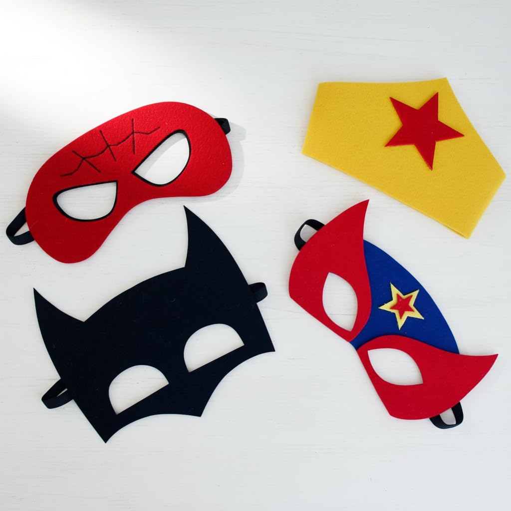Pooka Superheroes masks (Set of 4) |Superheroes Masks |Super heroes Felt Mask|Spiderman Superman Wonder woman mask|Superhero felt mask