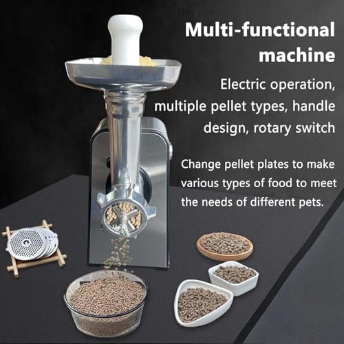 Molinillo eléctrico de pellets para alimentación de mascotas, cuchillas ajustables de acero inoxidable, 220 V, uso doméstico, fabricante de alimentos duradero para aves de corral, peces, pájaros y