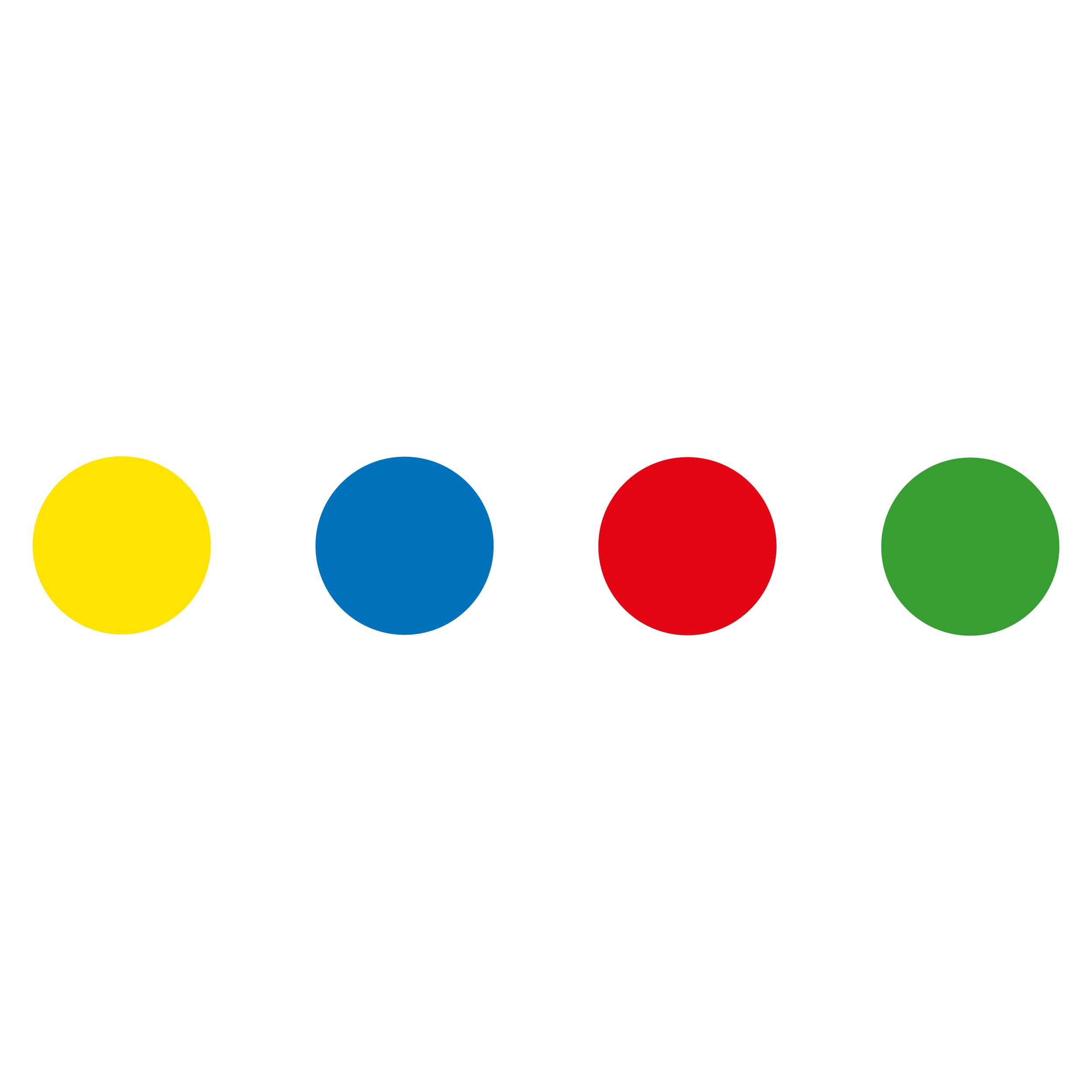 APLI Kids 13793 - Pack 4 rollos de gomets redondos, 20 mm, colores azul,rojo, amarillo y verde 7.080uds