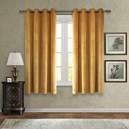 Singinglory Blue Velvet Curtains Pair 90x90 Drop, Thermal Insulated Heavy Eyelet 2 Panels with Tiebacks for Bedroom (Navy Blue, 90x90)