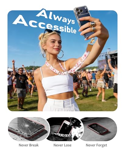 Image of Yonlevres Phone Lanyard Crossbody Strap Wrist Neck Adjustable Women Flower | Cell Phone Lanyard for Travel Cruise Daily, Hands-free, Fit Keys ID Badge, for Full-coverage Phone Case, Accessories, Gifts