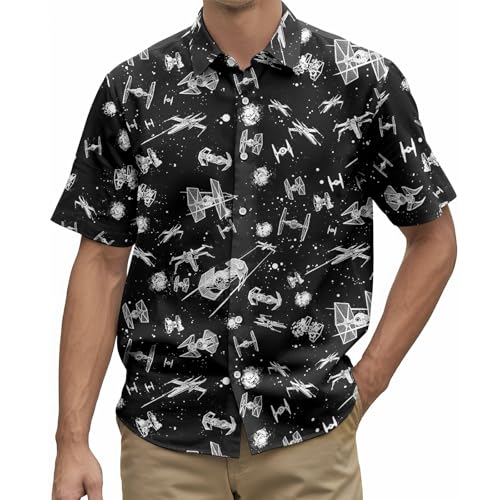 HUNTFAMI Men's Short Sleeve Shirts Button Down Casual Summer Shirts Hawaiian Shirt for Men