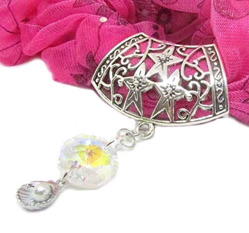Crystal Scarf Pendant - Seashell Scarf Slide - Gift for Mom - Scarf Jewelry - Valentines Day Gifts for Women2