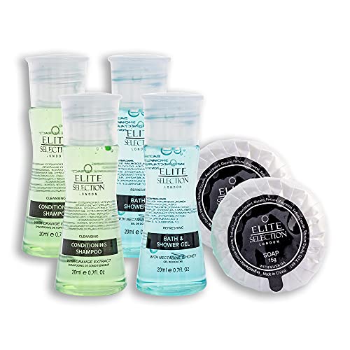 Moisturising Conditioning Shampoo + Refreshing Bath & Shower Gel 20 mil bottles + 15gm Travel Mini Bath Soap. Elite Pack of 30 (10 Each)