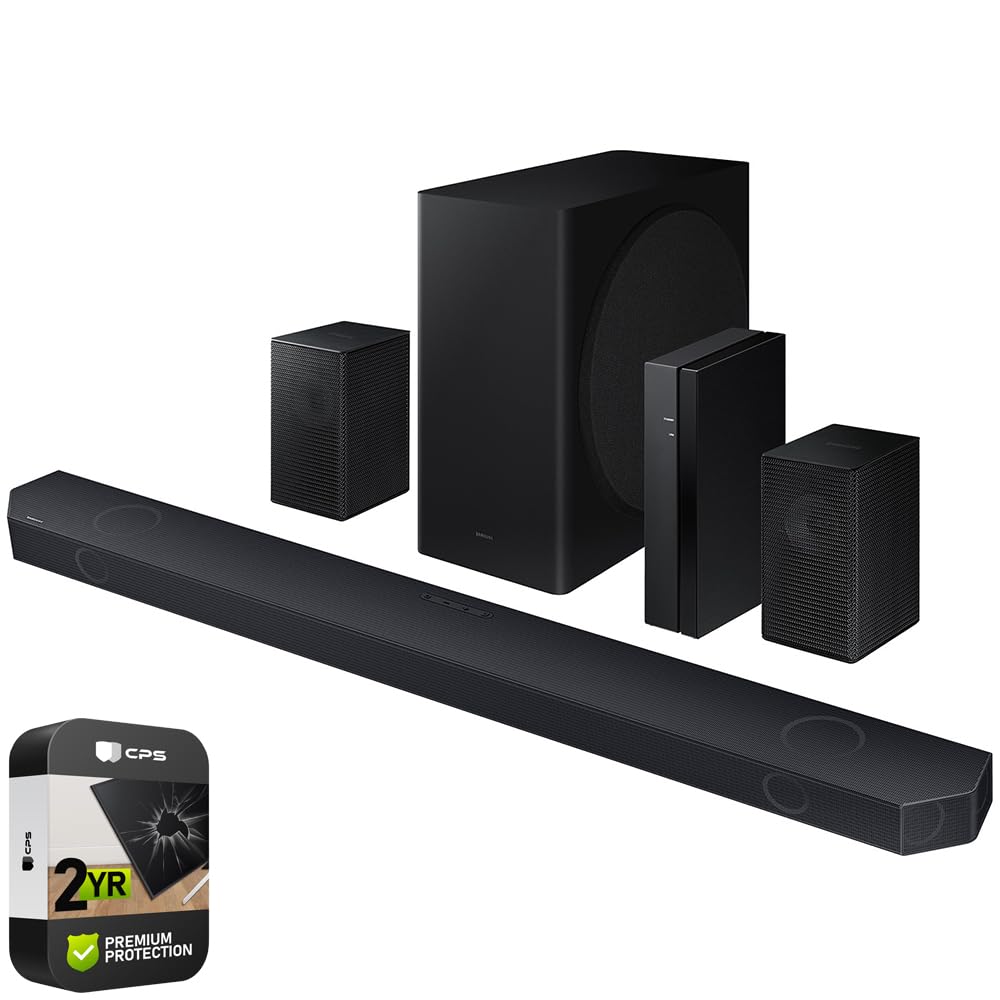Samsung HW-Q910D Q-Series 9.1.2 ch. Wireless Dolby Atmos Soundbar w/Q-Symphony (2024)(Renewed) Bundle with 2 Year Enhanced Protection Pack